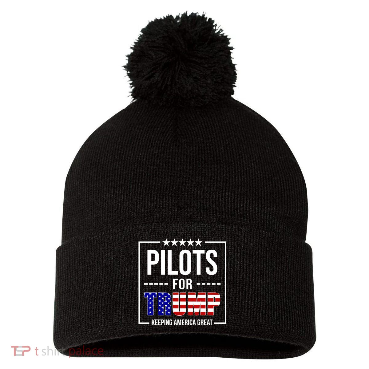 Pilots For Trump Keeping America First Pom Pom 12in Knit Beanie