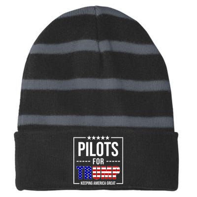 Pilots For Trump Keeping America First Striped Beanie with Solid Band