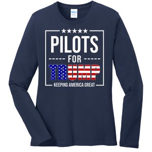 Pilots For Trump Keeping America First Ladies Long Sleeve Shirt