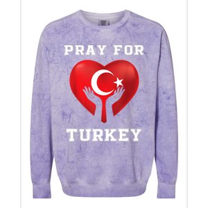 Pray For Turkey Earthquake Turkey Heart Flag Colorblast Crewneck Sweatshirt