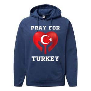 Pray For Turkey Earthquake Turkey Heart Flag Performance Fleece Hoodie