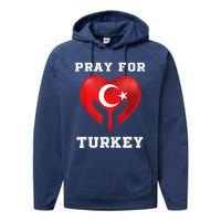 Pray For Turkey Earthquake Turkey Heart Flag Performance Fleece Hoodie