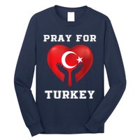 Pray For Turkey Earthquake Turkey Heart Flag Long Sleeve Shirt