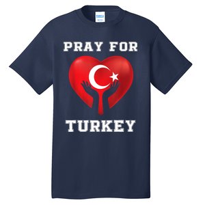 Pray For Turkey Earthquake Turkey Heart Flag Tall T-Shirt