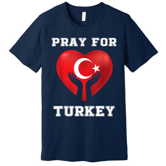 Pray For Turkey Earthquake Turkey Heart Flag Premium T-Shirt