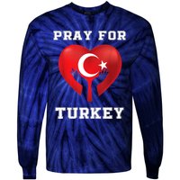 Pray For Turkey Earthquake Turkey Heart Flag Tie-Dye Long Sleeve Shirt