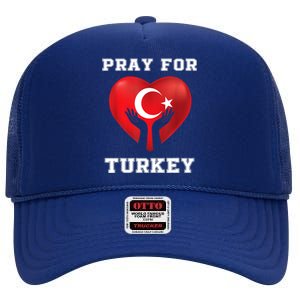 Pray For Turkey Earthquake Turkey Heart Flag High Crown Mesh Back Trucker Hat