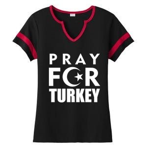 Pray For Turkey Pray For Türkiye I Stand With Turkey Flag Gift Ladies Halftime Notch Neck Tee