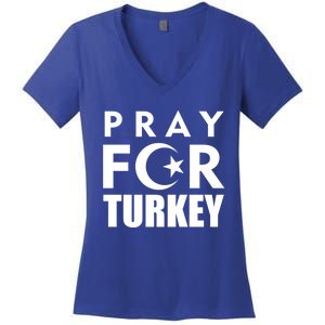 Pray For Turkey Pray For Türkiye I Stand With Turkey Flag Gift Women's V-Neck T-Shirt