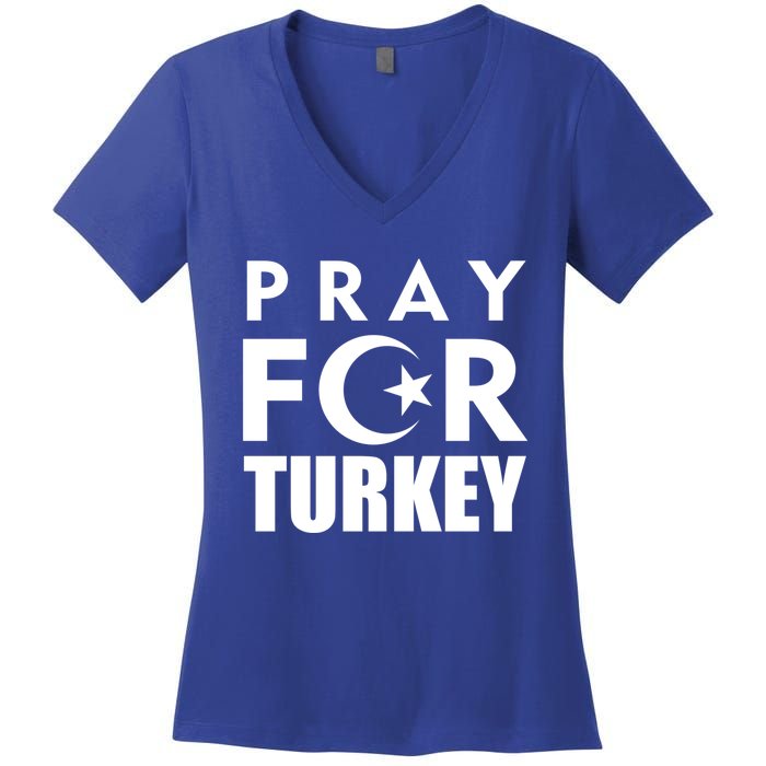 Pray For Turkey Pray For Türkiye I Stand With Turkey Flag Gift Women's V-Neck T-Shirt