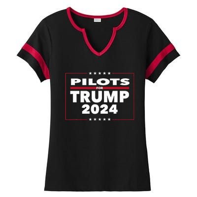 Pilots For Trump 2024 President Republican Pilots Ladies Halftime Notch Neck Tee