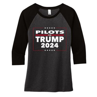 Pilots For Trump 2024 President Republican Pilots Women's Tri-Blend 3/4-Sleeve Raglan Shirt