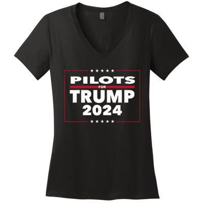 Pilots For Trump 2024 President Republican Pilots Women's V-Neck T-Shirt