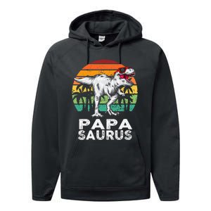 Papasaurus Funny T Rex Dinosaur Papa Saurus Family Matching Performance Fleece Hoodie