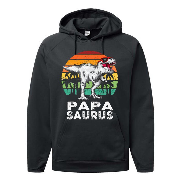 Papasaurus Funny T Rex Dinosaur Papa Saurus Family Matching Performance Fleece Hoodie