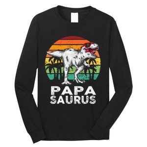 Papasaurus Funny T Rex Dinosaur Papa Saurus Family Matching Long Sleeve Shirt