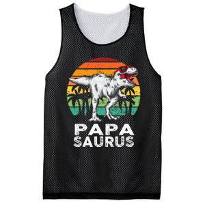 Papasaurus Funny T Rex Dinosaur Papa Saurus Family Matching Mesh Reversible Basketball Jersey Tank