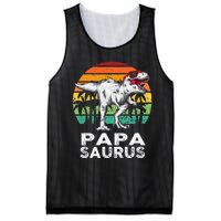 Papasaurus Funny T Rex Dinosaur Papa Saurus Family Matching Mesh Reversible Basketball Jersey Tank