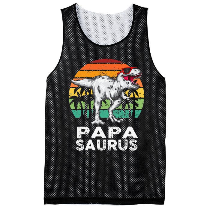 Papasaurus Funny T Rex Dinosaur Papa Saurus Family Matching Mesh Reversible Basketball Jersey Tank