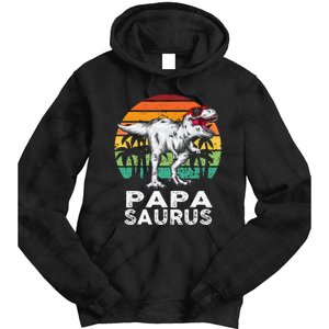 Papasaurus Funny T Rex Dinosaur Papa Saurus Family Matching Tie Dye Hoodie