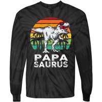 Papasaurus Funny T Rex Dinosaur Papa Saurus Family Matching Tie-Dye Long Sleeve Shirt