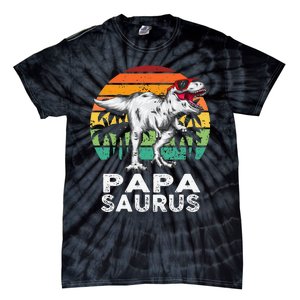 Papasaurus Funny T Rex Dinosaur Papa Saurus Family Matching Tie-Dye T-Shirt