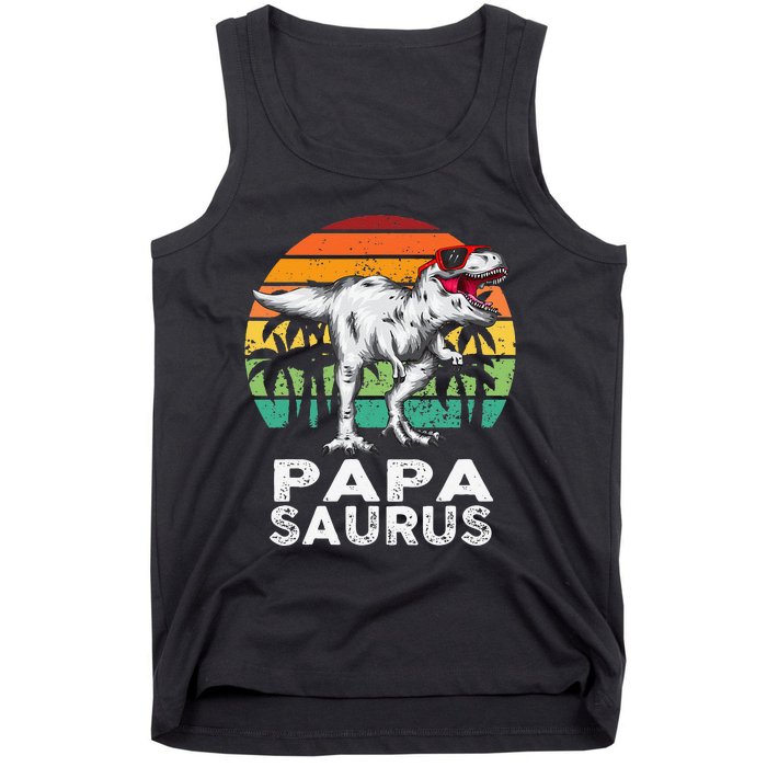 Papasaurus Funny T Rex Dinosaur Papa Saurus Family Matching Tank Top