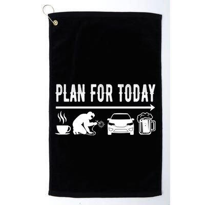 Plan For Today Coffee Welding Cars Beer Golf Towel