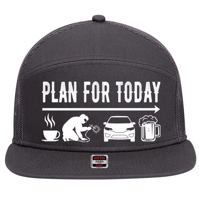 Plan For Today Coffee Welding Cars Beer 7 Panel Mesh Trucker Snapback Hat