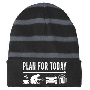 Plan For Today Coffee Welding Cars Beer Striped Beanie with Solid Band