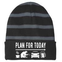 Plan For Today Coffee Welding Cars Beer Striped Beanie with Solid Band