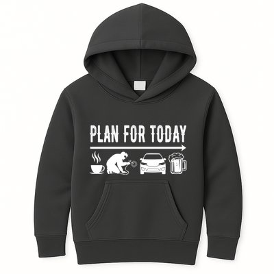 Plan For Today Coffee Welding Cars Beer Kids Hoodie