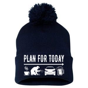 Plan For Today Coffee Welding Cars Beer Pom Pom 12in Knit Beanie