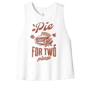 Pie For Two Please Thanksgiving Pregnancy Announcement Women's Racerback Cropped Tank