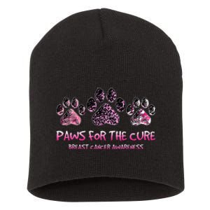 Paws For The Cure Dog Cat Lovers Breast Cancer Awareness Short Acrylic Beanie