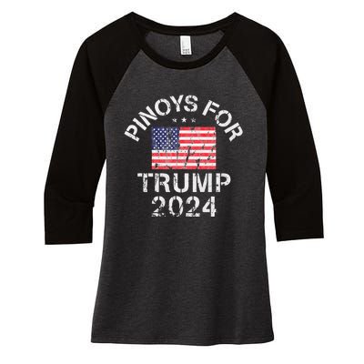 Pinoys For Trump 2024 Women's Tri-Blend 3/4-Sleeve Raglan Shirt