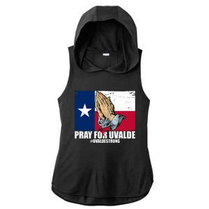 Pray For Uvalde Texas Strong Ladies PosiCharge Tri-Blend Wicking Draft Hoodie Tank