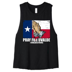 Pray For Uvalde Texas Strong Women's Racerback Cropped Tank