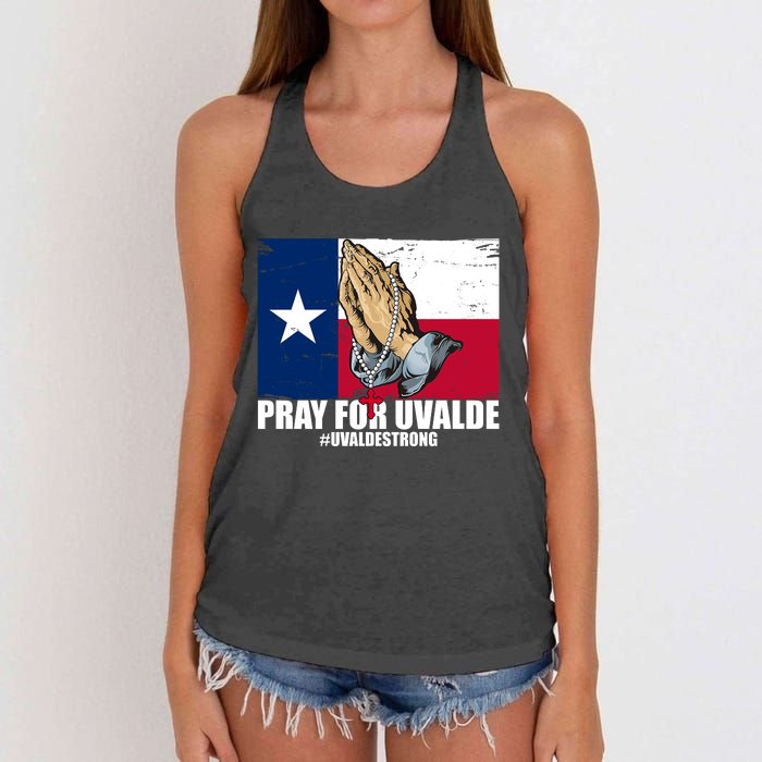 Pray For Uvalde Texas Strong Women's Knotted Racerback Tank