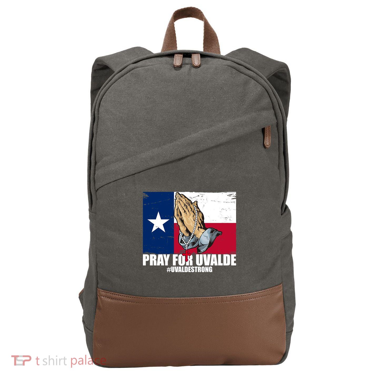 Pray For Uvalde Texas Strong Cotton Canvas Backpack