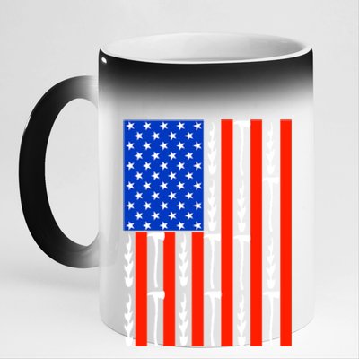 Patriotic Firefighter Us American Flag Red Line Usa Fire Gift 11oz Black Color Changing Mug