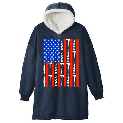 Patriotic Firefighter Us American Flag Red Line Usa Fire Gift Hooded Wearable Blanket