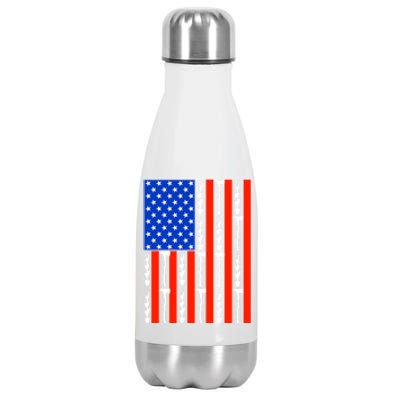 Patriotic Firefighter Us American Flag Red Line Usa Fire Gift Stainless Steel Insulated Water Bottle