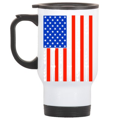 Patriotic Firefighter Us American Flag Red Line Usa Fire Gift Stainless Steel Travel Mug