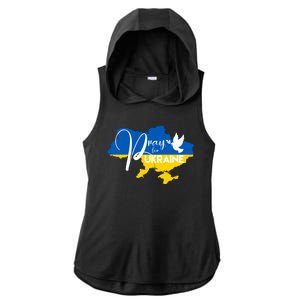 Pray For Ukraine Dove Ladies PosiCharge Tri-Blend Wicking Draft Hoodie Tank