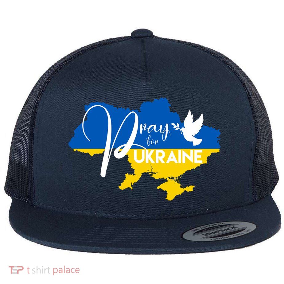Pray For Ukraine Dove Flat Bill Trucker Hat