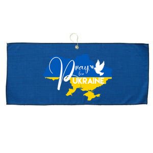 Pray For Ukraine Dove Large Microfiber Waffle Golf Towel