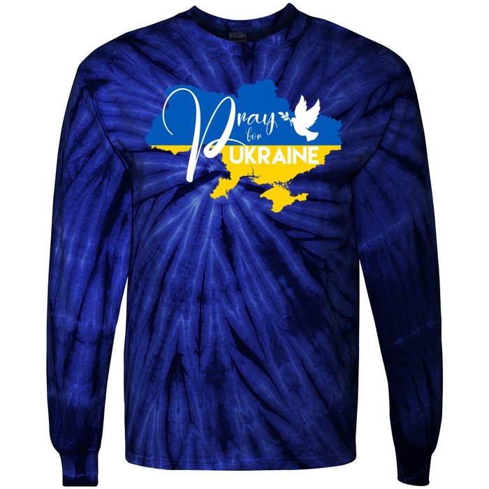 Pray For Ukraine Dove Tie-Dye Long Sleeve Shirt