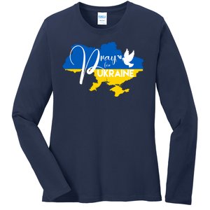 Pray For Ukraine Dove Ladies Long Sleeve Shirt