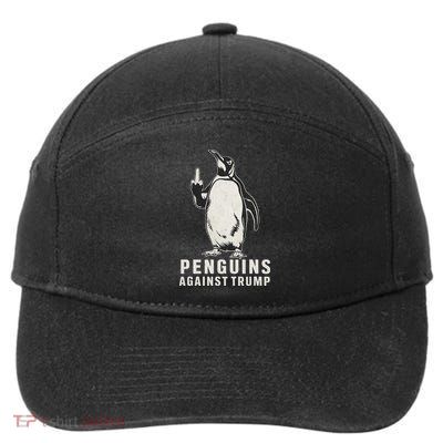Penguin Flippers Up Middle Finger Penguins Against Trump 7-Panel Snapback Hat